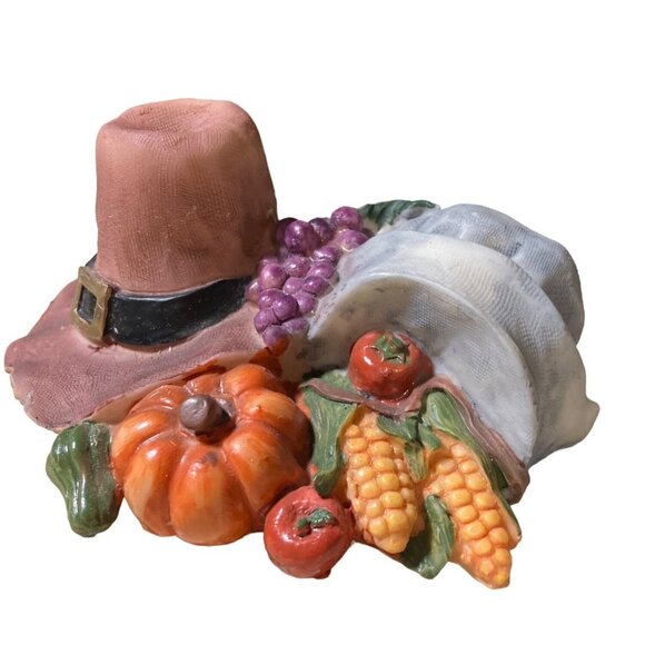 Thanksgiving Tabletop  Decor Pilgrim Hat Corn Vegetable - Picture 3 of 10